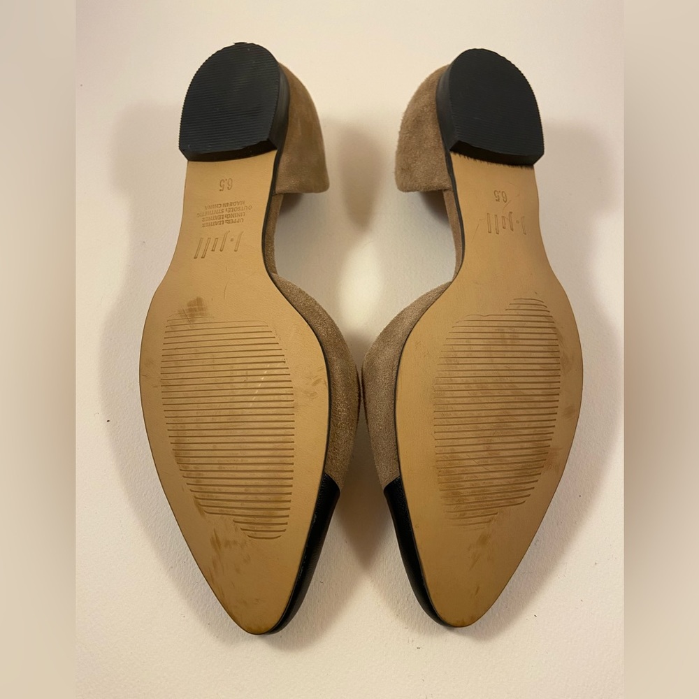 J. Jill Suede Leather Cap Toe D'Orsay flats black tan black dress shoes 6.5 - Picture 5 of 7